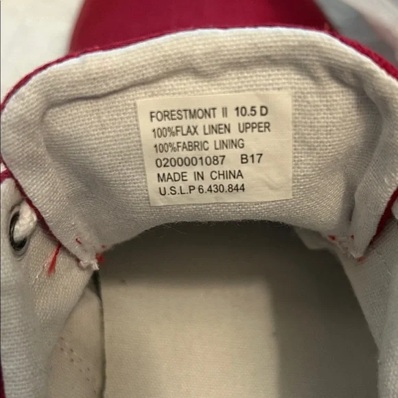 Polo by Ralph Lauren Red Canvas Flax Linen Low-Top White Logo Sneakers SZ 10.5 D - Picture 7 of 8